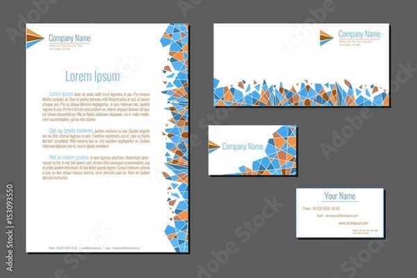 Obraz Professional corporate identity kit. Business Cards, Envelope and Letter Head Designs. Vector template.