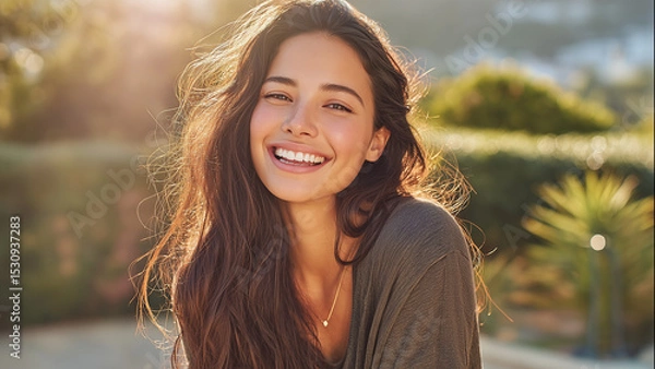 Fototapeta mage captures the uplifting message that a genuine smile can boost mood and heal emotional stress.