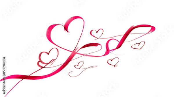 Fototapeta Colorful swirling hearts and ribbons on a white background, symbolizing love and affection