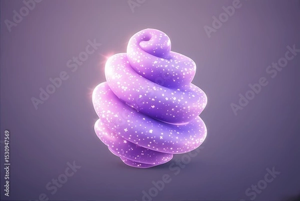 Obraz Mini swirl cone spiral in lavender with candy shine and star freckles — like a playful galaxy twist.