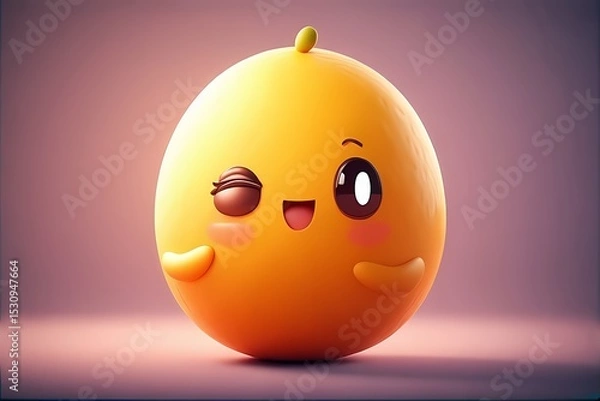 Fototapeta Chonky oval bean with tiny arms and a wink — simple, smooth, and huggable