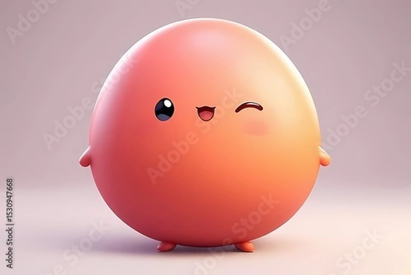 Obraz Chonky oval bean with tiny arms and a wink — simple, smooth, and huggable