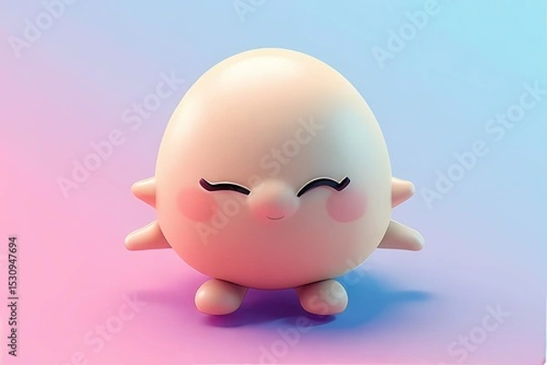 Obraz Chonky oval bean with tiny arms and a wink — simple, smooth, and huggable