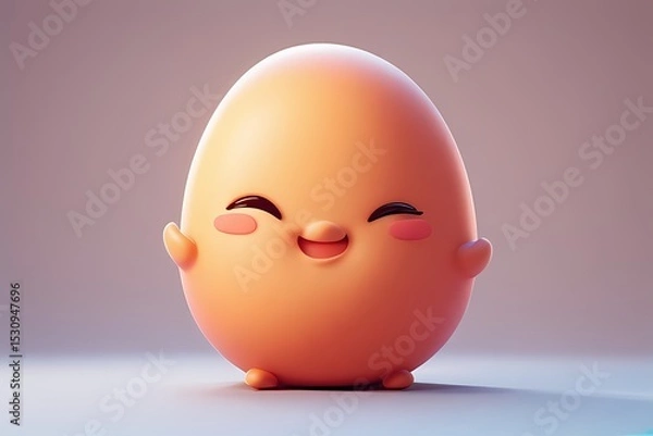 Obraz Chonky oval bean with tiny arms and a wink — simple, smooth, and huggable