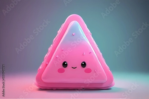 Obraz Squishy triangle with rounded corners, like a jelly sandwich — shaded in soft mint and bubblegum