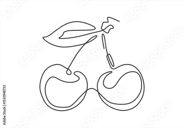 Fototapeta Minimalist Line Drawing of Cherries. Continuous Line. line icon-continuous line drawing. Editable stroke.