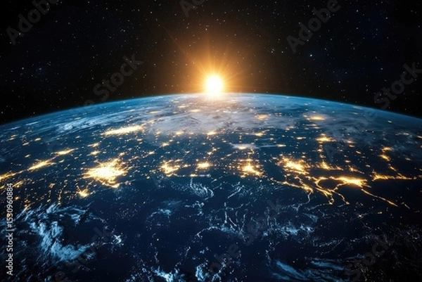 Obraz Global Network Connectivity Viewed from Space