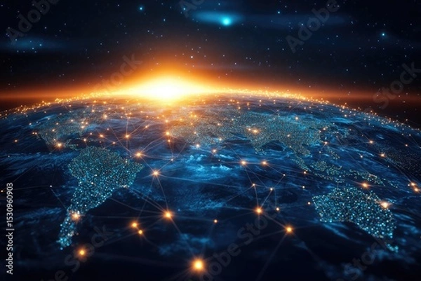 Obraz Global Network Connectivity Viewed from Space