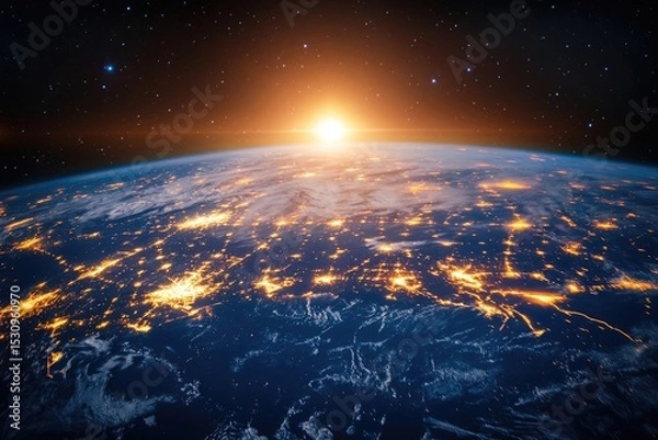 Obraz Global Network Connectivity Viewed from Space