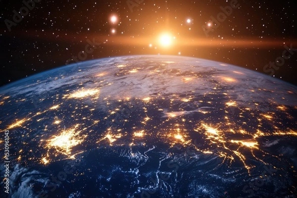Obraz Global Network Connectivity Viewed from Space