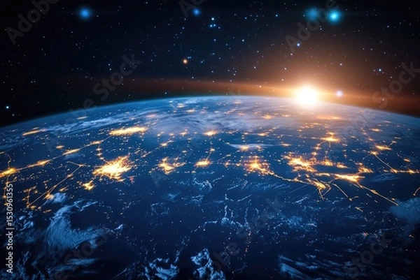 Obraz Global Network Connectivity Viewed from Space