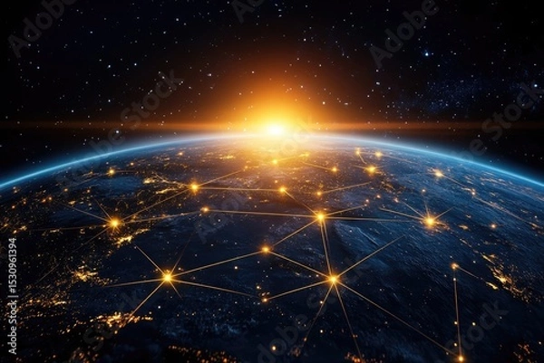 Obraz Global Network Connectivity Viewed from Space