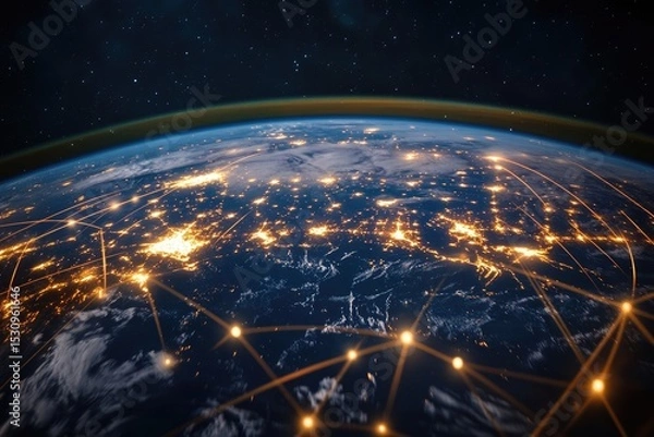 Obraz Global Network Connectivity Viewed from Space