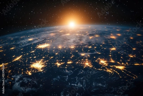 Obraz Global Network Connectivity Viewed from Space