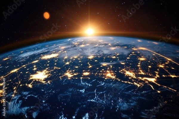 Obraz Global Network Connectivity Viewed from Space