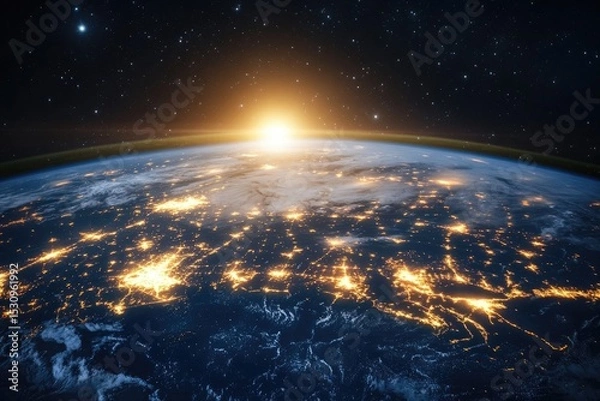 Obraz Global Network Connectivity Viewed from Space