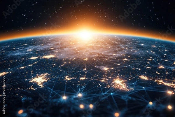 Obraz Global Network Connectivity Viewed from Space