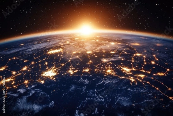 Obraz Global Network Connectivity Viewed from Space