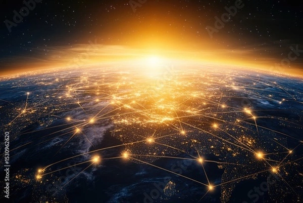 Obraz Global Network Connectivity Viewed from Space
