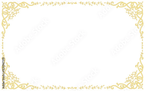 Obraz 金色の手描き装飾枠。