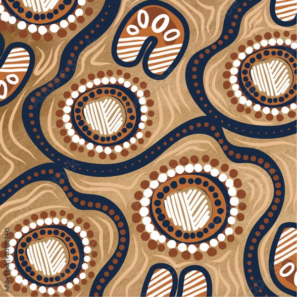 Obraz Sacred Pathways and Gathering Circles - Aboriginal Vector Artwork