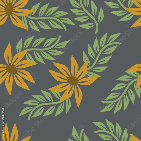 Obraz textile design with cute silhouette foliage pattern image
