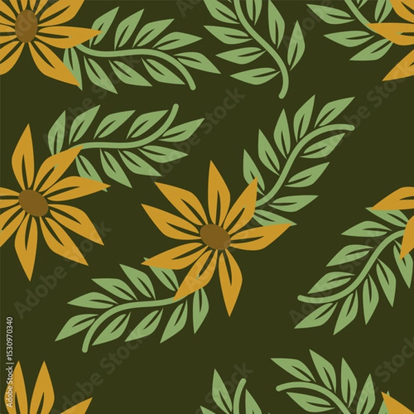Obraz textile design with cute silhouette foliage pattern image
