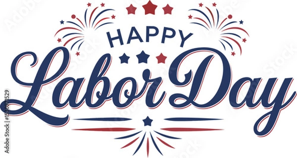 Obraz Happy Labor Day creative typography design, USA with motivational text, USA holiday. United States national flag colors and hand lettering text design. vector illustration