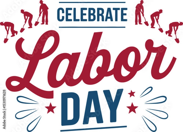 Obraz Celebrate Labor Day Typography Vector – Patriotic Holiday Design with Workers