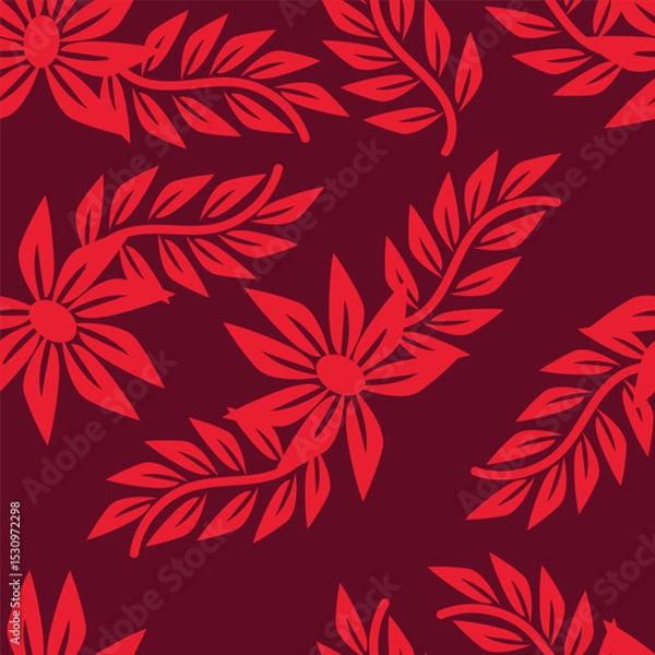 Obraz textile design with cute silhouette foliage pattern image
