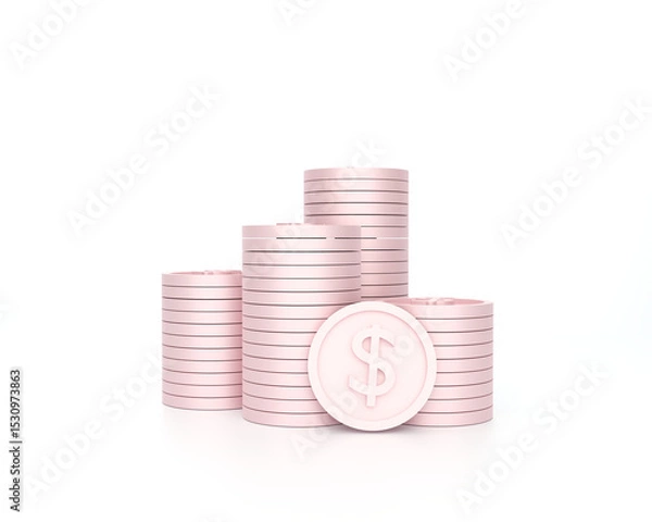 Fototapeta Coins Stack, Finance and Investment Concept, 3D Rendering