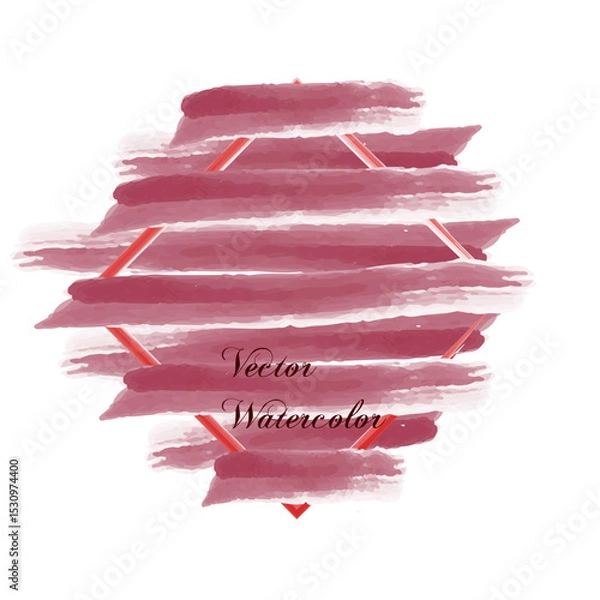 Fototapeta Vector abstract background with crimson brush strokes and red geometric diamond shape frame