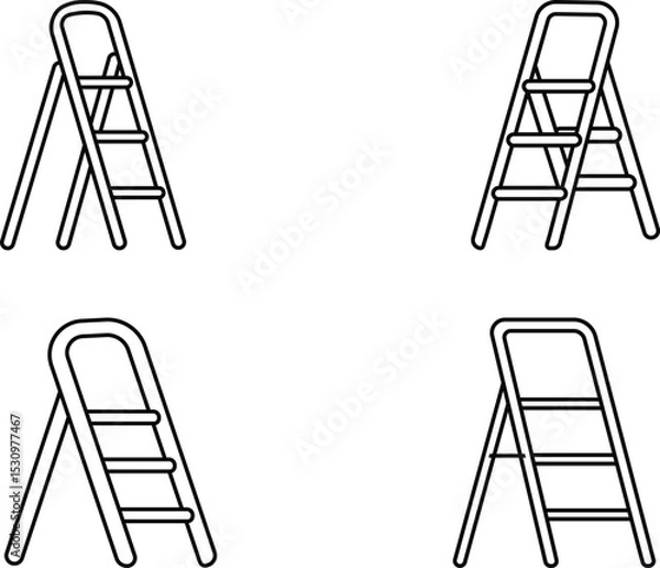 Fototapeta Minimalist Line Art Illustrations of Ladders in Grid Format
