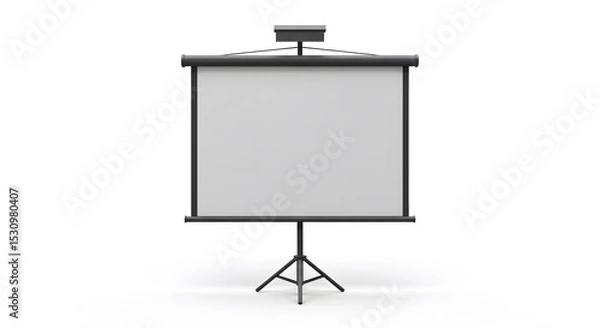 Fototapeta Modern digital display projector screen on a tripod stand, isolated on white for multimedia presentations.