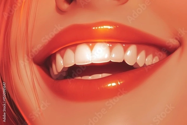 Fototapeta Close-up illustration of a smiling mouth.