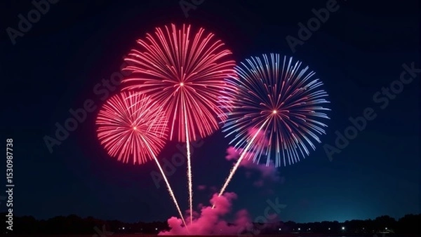 Obraz Fireworks Display Against a Dark Sky