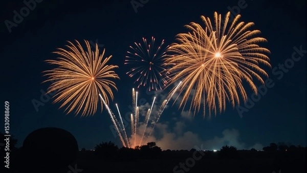 Obraz Spectacular Fireworks Display at Night