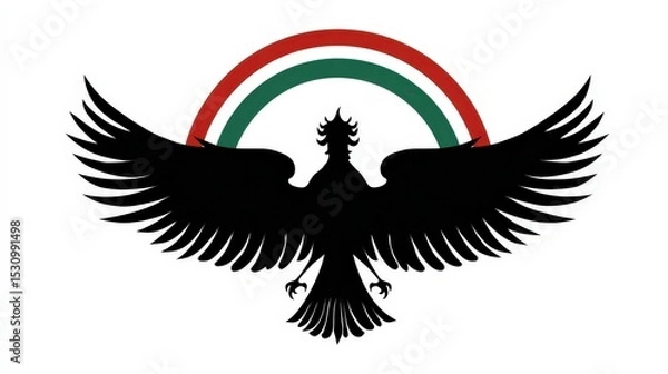 Obraz Symbolic representation of the mythical turul bird in silhouette showcasing national colors