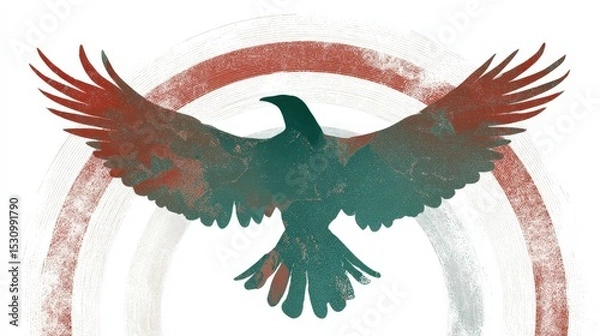 Obraz Silhouette of the mythical turul bird representing Hungary with colors of the national flag