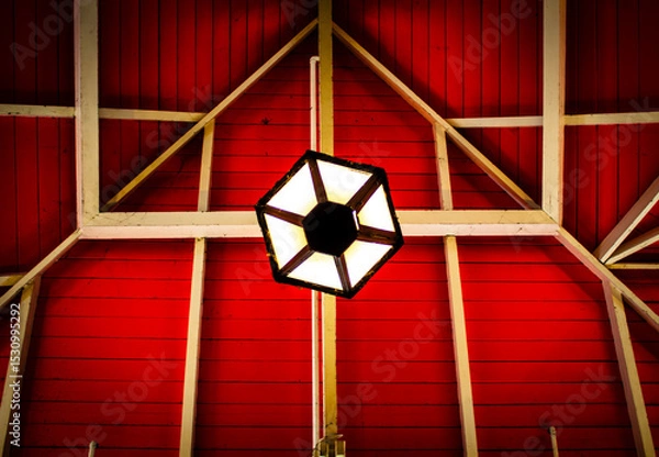 Obraz lantern decoration on the ceiling on red background