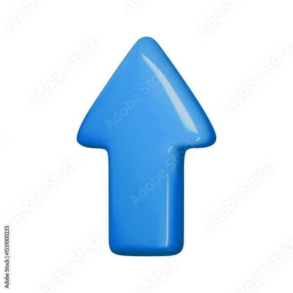 Obraz Blue 3D arrow vector illustration symbolizing growth, direction, and progress. Perfect for business, navigation, and infographic designs. SEO-optimized for trending searches.