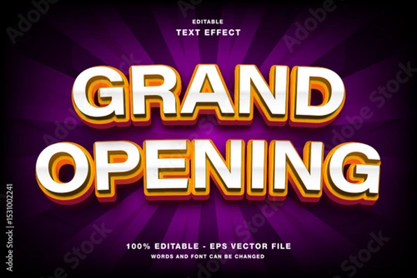 Fototapeta Grand Opening 3d Editable Text Effect Template