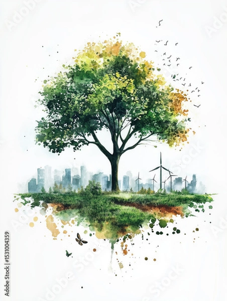 Obraz Urban nature blend shows harmony between city life and the environment