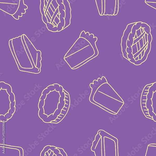 Obraz Outline Pie Vector Seamless Pattern Background for Surface Print Fabric Fashion Wrapping