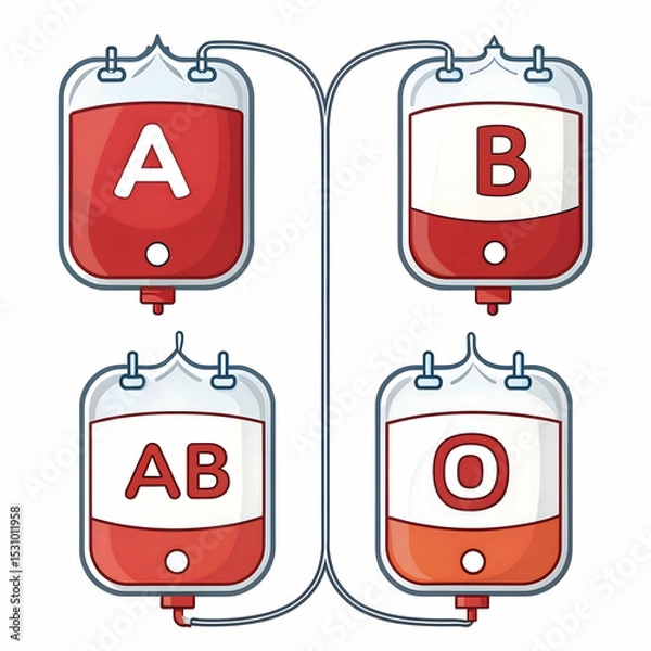 Fototapeta vector set of calendarBags with different blood types A B AB O for donation awareness health campaigns and medical illustrations
