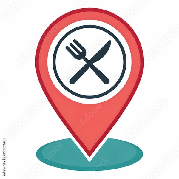 Fototapeta Pin map location restaurant icon isolated on transparent background for food apps travel and navigation
