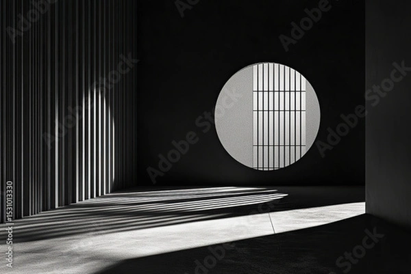 Fototapeta Dark black studio background with light beams for product display. Floor and wall backdrop.
