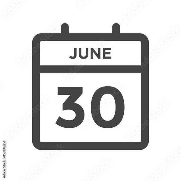 Fototapeta June 30 Calendar Day or Calender Date - Deadline or Appointment