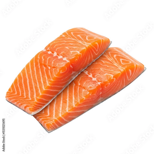 Fototapeta Two fresh salmon fillets isolated on transparent background
