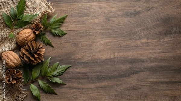 Fototapeta Beautiful Christmas Background Featuring Pine Cones Perfect for Festive Celebrations and Text Space